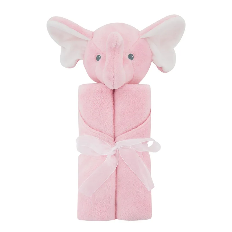 pink elephant Детское одеяло комплект постельного белья для пеленки для новорожденных Tapete Infantil Cobertor Bebe Animal Manta 76* 76m250g KF009-1 - Цвет: pink elephant