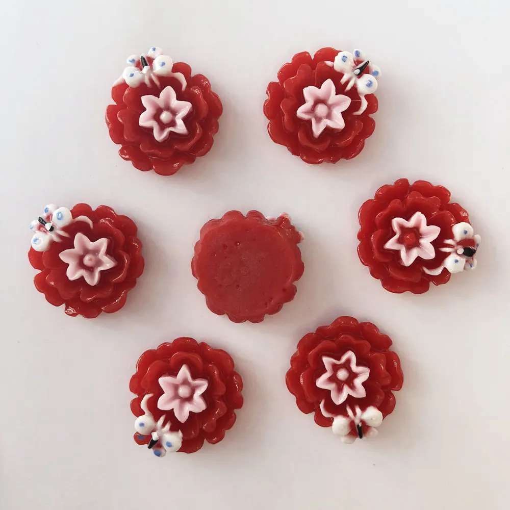 

20pcs 22mm Resin Butterfly Flower FlatBack Stone Wedding Embellishment Diy Crafts K615*2