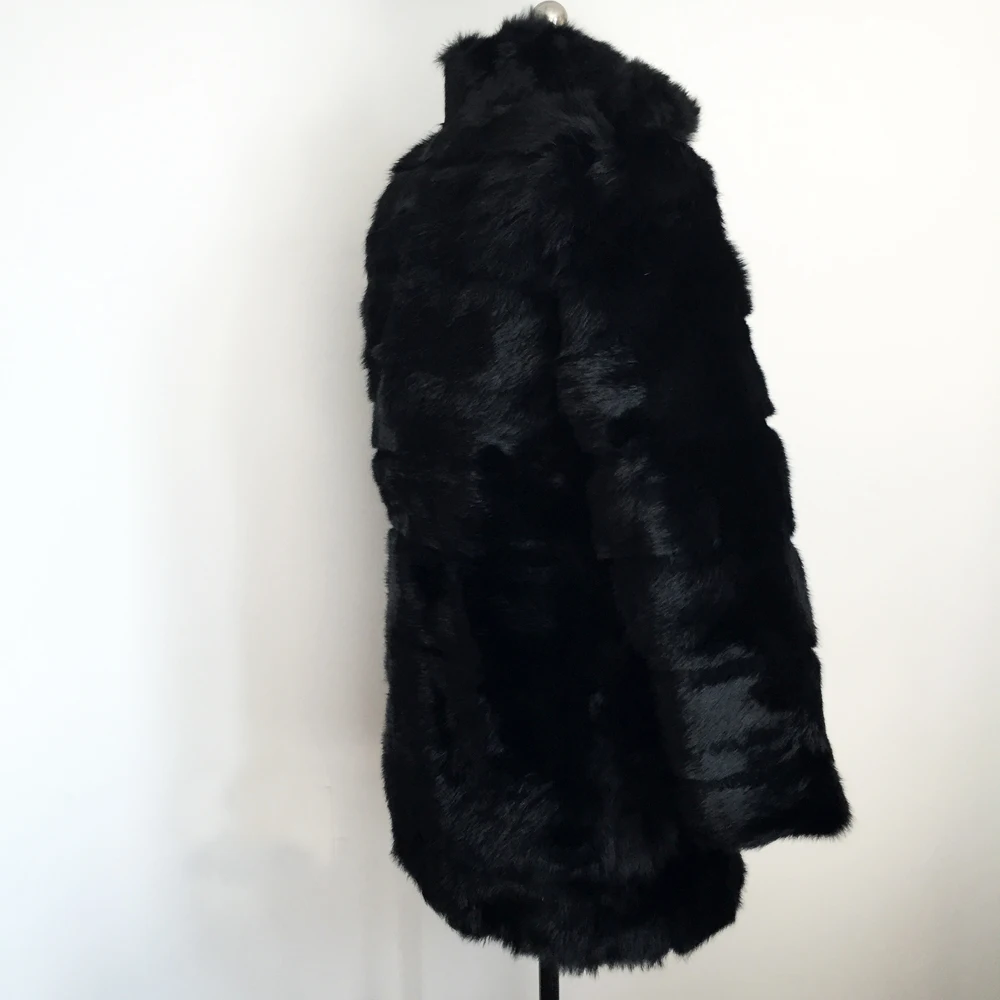 2019 Новая женская куртка из меха кролика пальто натурального кроличьего Модная