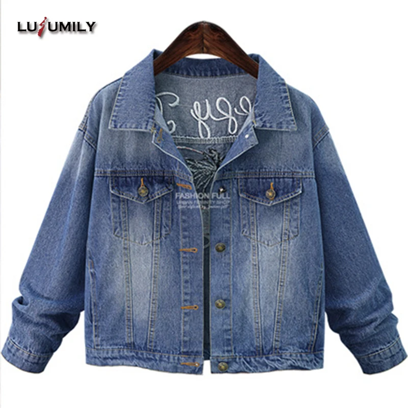 Lusumily джинсовая куртка для женщин Большие размеры Xl 5xl Короткие джинсы пальто