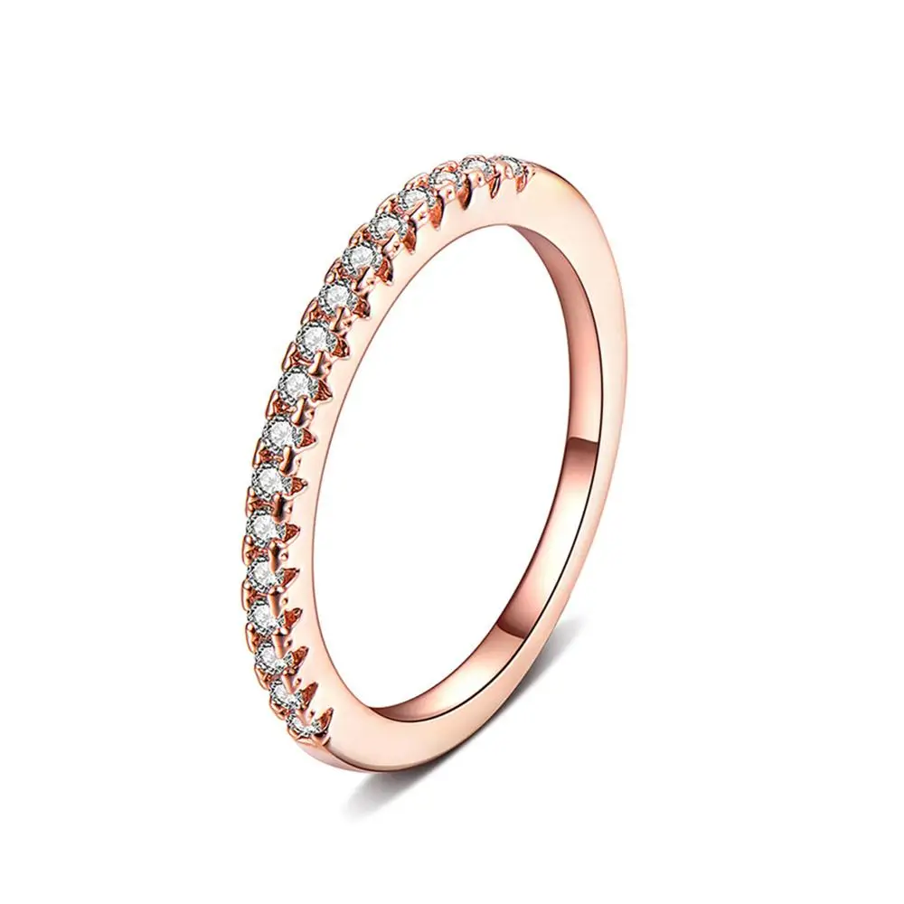 Rose Gold UMODE вечность помолвка обещание кольца обручальные кольца для Для женщин Femme кубического циркония Роза цвета: золотистый, серебристый позолоченные украшения UR0458 - Цвет основного камня: Rose Gold