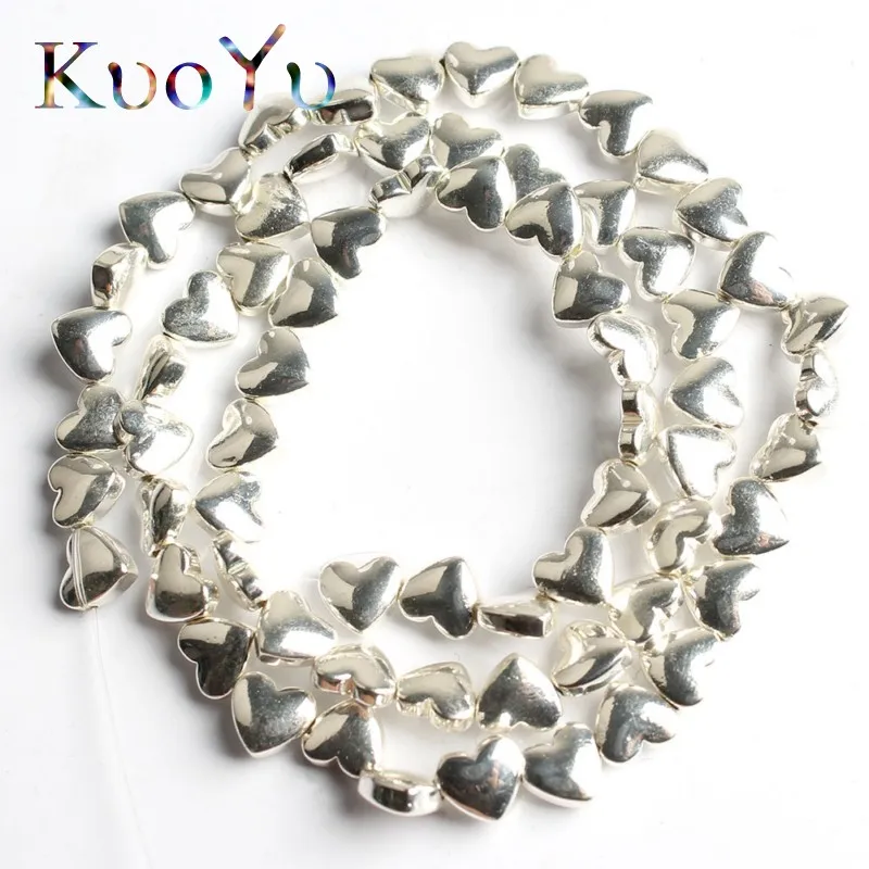 6x5MM Natural Stone Love Heart Hematite Rose Gold Silver Plated Beads High Quality Loose For Jewelry Making DIY Bracelet | Украшения и