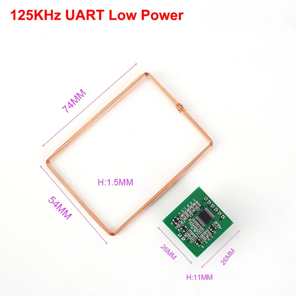 Беспроводной модуль RFID 125 кГц T5577 считыватель карт писатель UART Wiegand Бесконтактный контроллер с антенной - Цвет: 125KHz UART low