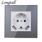 Настенное зарядное устройство USB, двойной порт USB 5 в 2 А, настенная розетка usb высокого качества, серебристый, акриловый, LDS-03