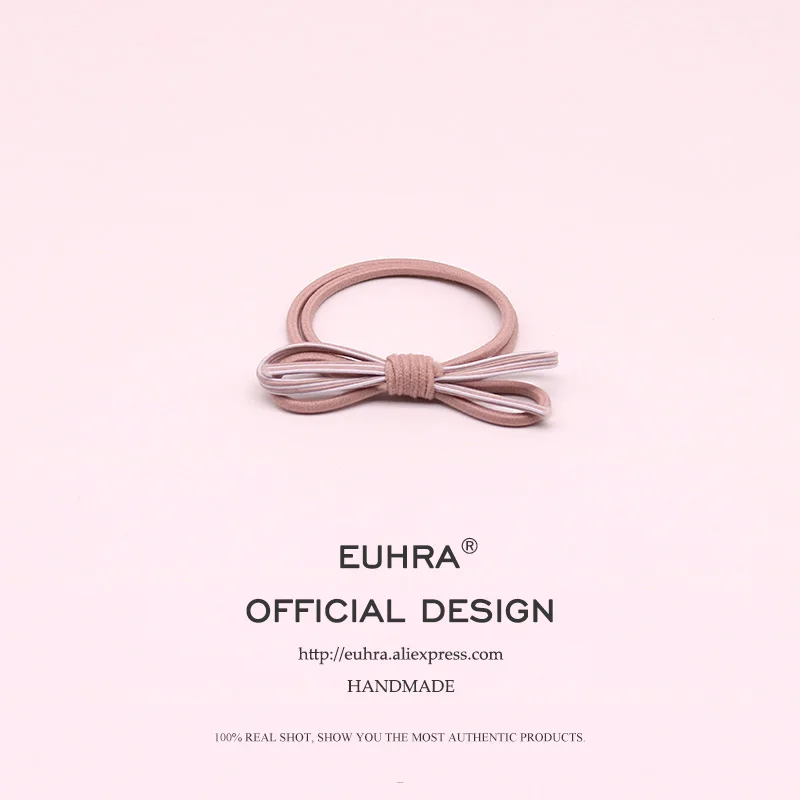 EUHRA 5 Colors Elastic Basic Simple Bow Two-Color Mixing For Women Hair Band Kid Children Rubber Band High Elasticity