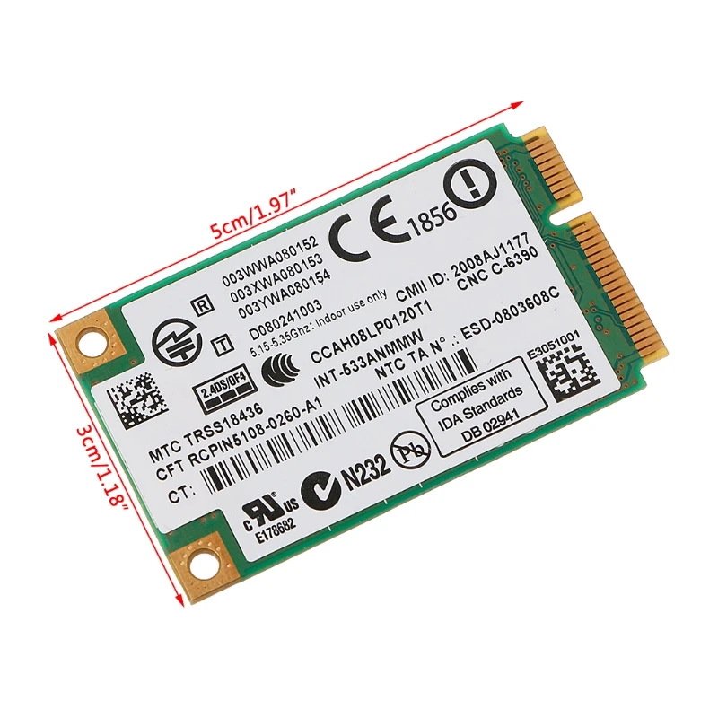 5300 533AN_MMW беспроводной WLAN WiFi мини PCIe Карта 802.11n + 450 Мбит/с устройство для X6HA|Сетевые