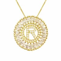 omyfun fashion letter r pendant necklaces classical women chokers joyeria wholesale 3a cubic zirconia jewelry bijouteria cheap