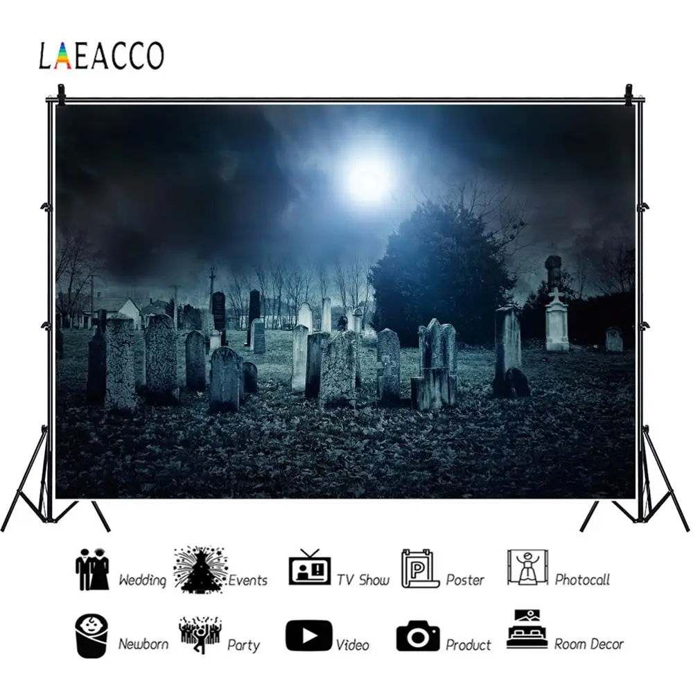 Laeacco Хэллоуин Фотофон ужасный ночной лес кладбище надгробие фотография фоны для