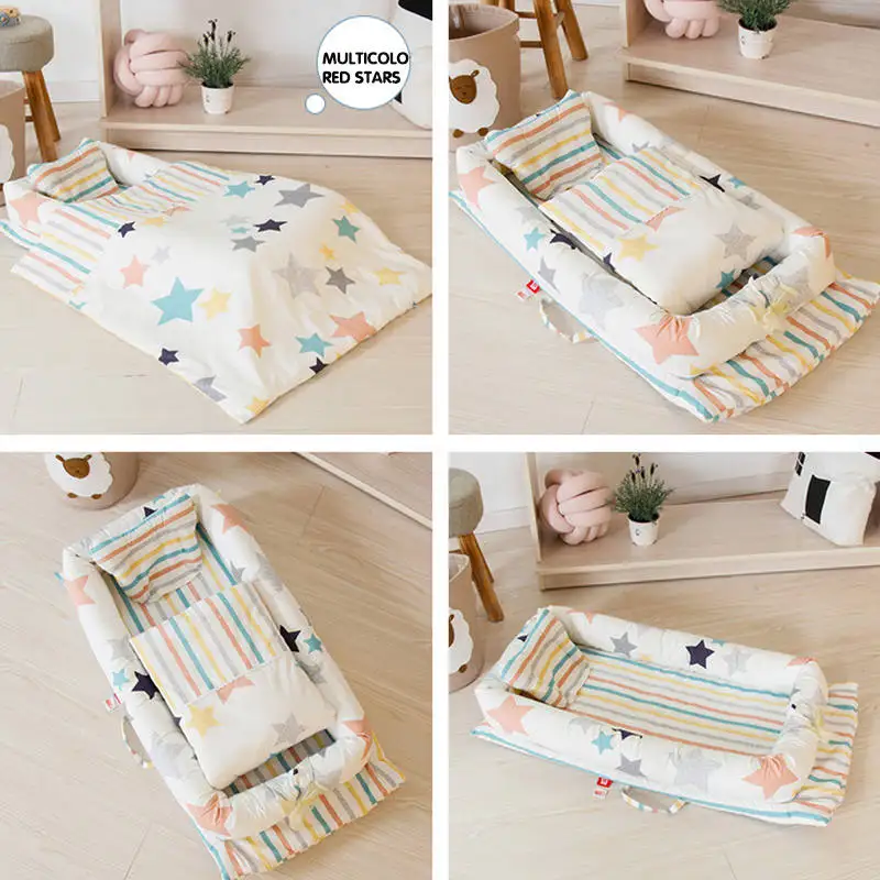 Multicolored Stars Портативная детская кроватка для сна, детская кроватка, детская люлька, корзина для путешествий, бампер для детской кроватки, уличная детская кровать - Цвет: Multicolored Stars