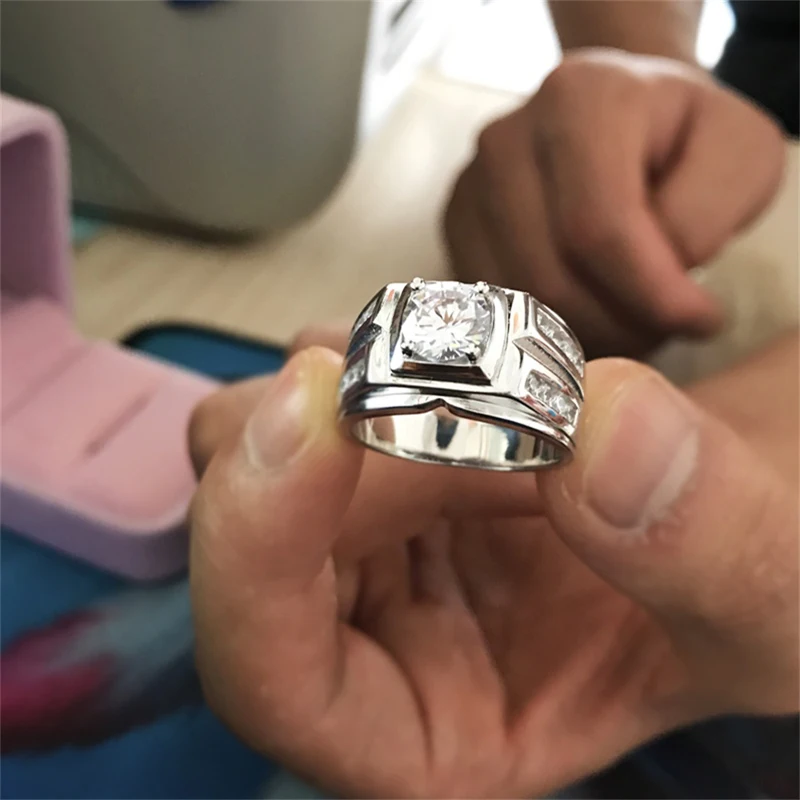 Отправлен Серебряный сертификат! YINHED модное мужское обручальное кольцо из