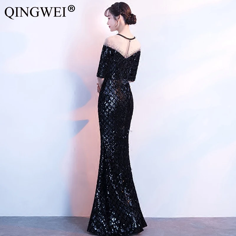 QINGWEI женские 2019 новые стильные банкетные элегантные длинные пикантные Летние