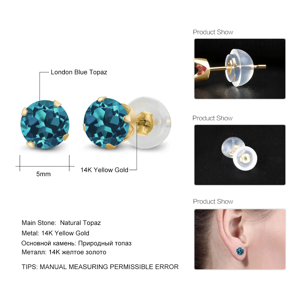 GemStoneKing Real 14 K желтое золото ювелирные изделия 1 10 Ct 5 мм круглый натуральный