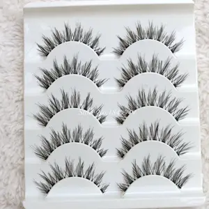 Сценические накладные ресницы для макияжа, натуральные реалистичные ресницы с перекрестной поверхностью, грязные накладные ресницы, 5 пар, ресницы ручной работы, прозрачные стебли