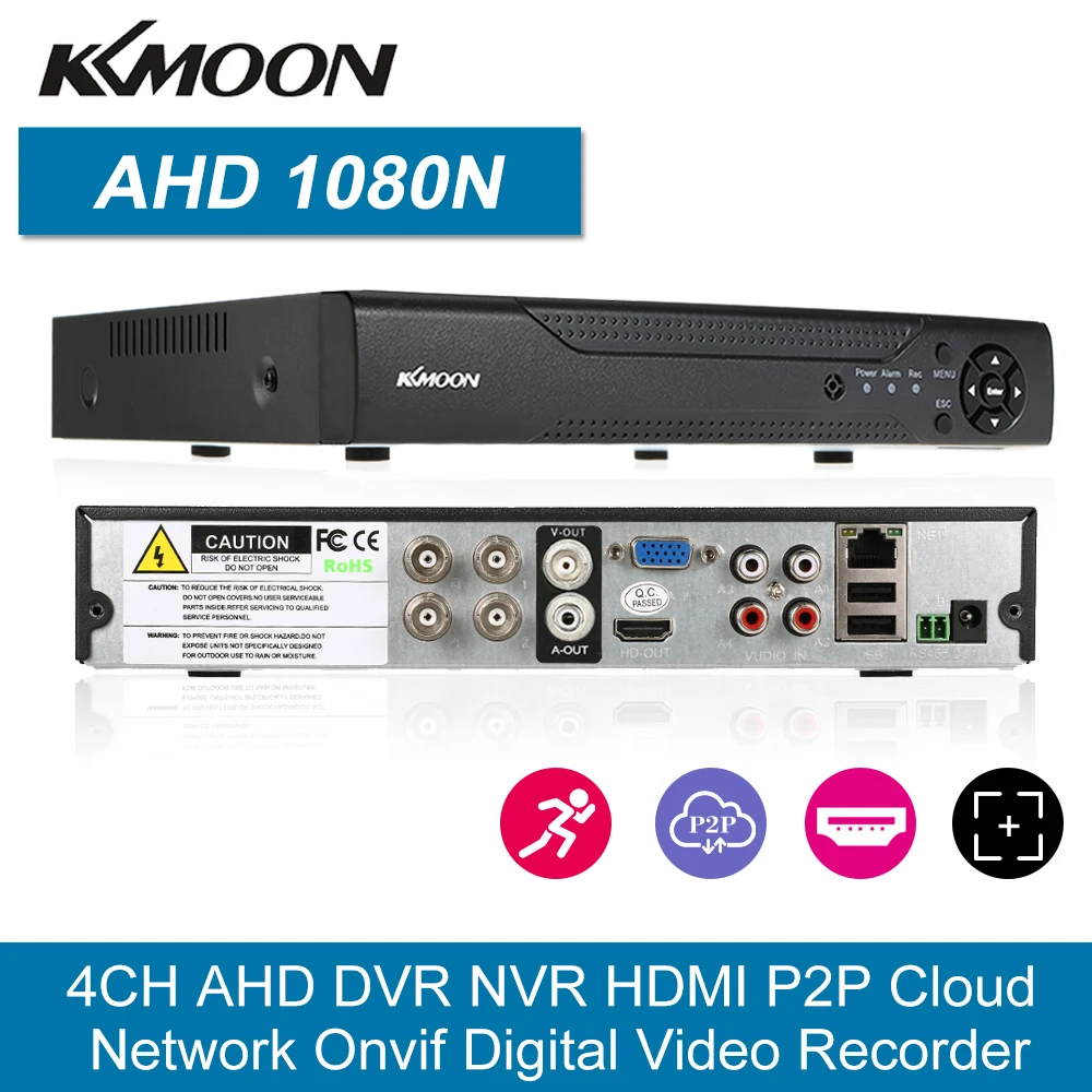 Видеорегистратор KKmoon NVR AHD/TVI/CVI 5 в 1 4 канала 1080P P2P|Видеорегистратор для