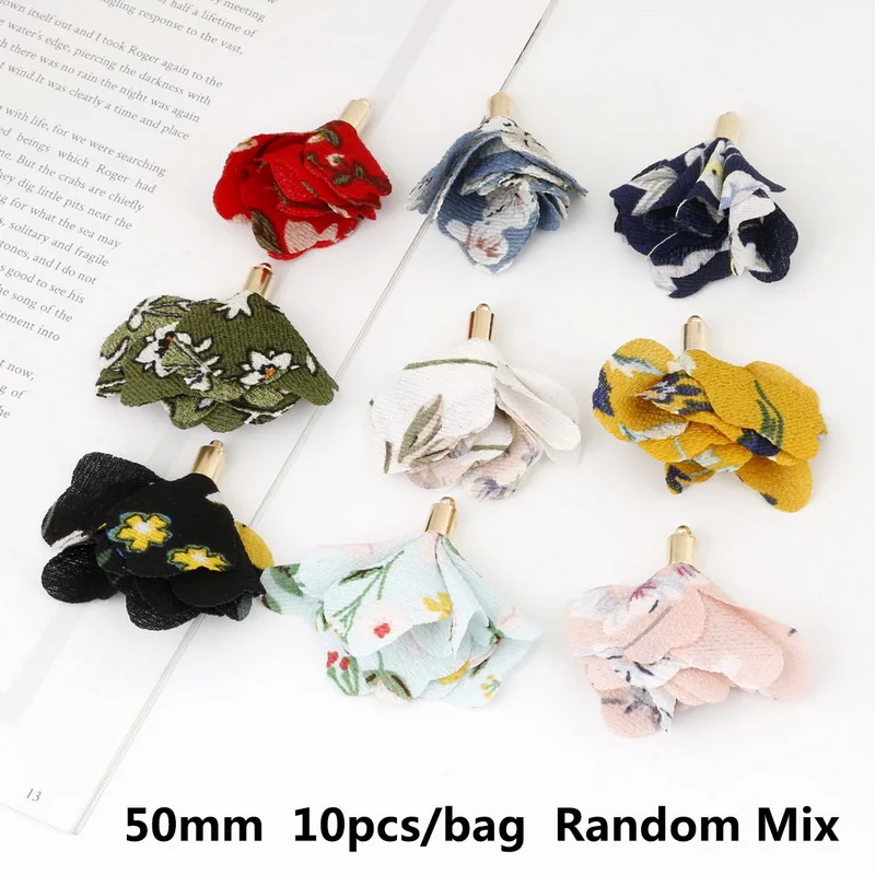 50mm 10pcs 23 стиля, смешанные типы кисточек, цветок, шелк, полиэстер, амулеты, подвеска, висячие серьги, кисточка для изготовления ювелирных изделий, сделай сам - Цвет: 50mm 10pcs