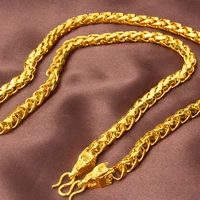 byzantium chain collar yellow gold filled mens necklace male jewelry with 2 dragon heads hip hop accessories gift