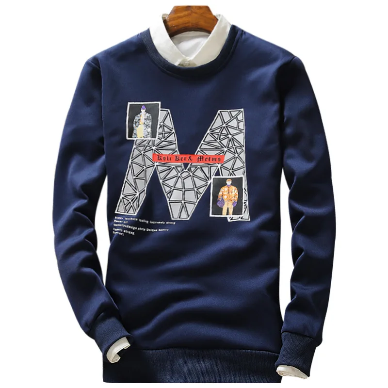 2017 Весна Повседневное swewatshirt Для мужчин Круглый Средства ухода за кожей шеи