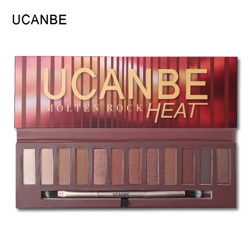 UCANBE Molten Rock Heat палитра теней для век 12 цветов матовые мерцающие тени для век телесный натуральный минеральный теплый красный дымчатый макияж с кистью