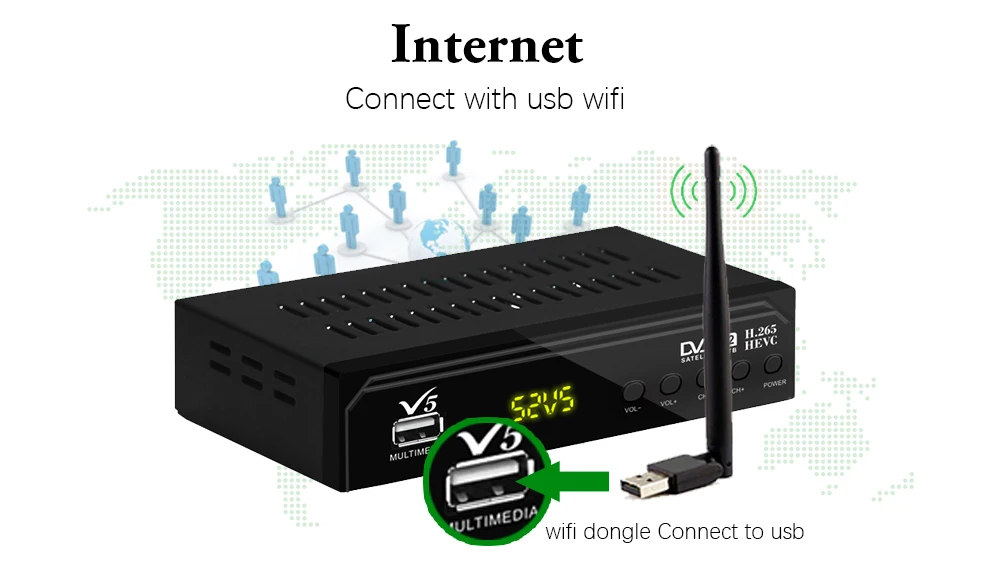 Горячая Распродажа спутниковый ТВ ресивер VMADE V5 HD H.265 приемник Поддержка Европа Cline для Испании DVB-S2 спутниковый декодер IP tv AC плеер