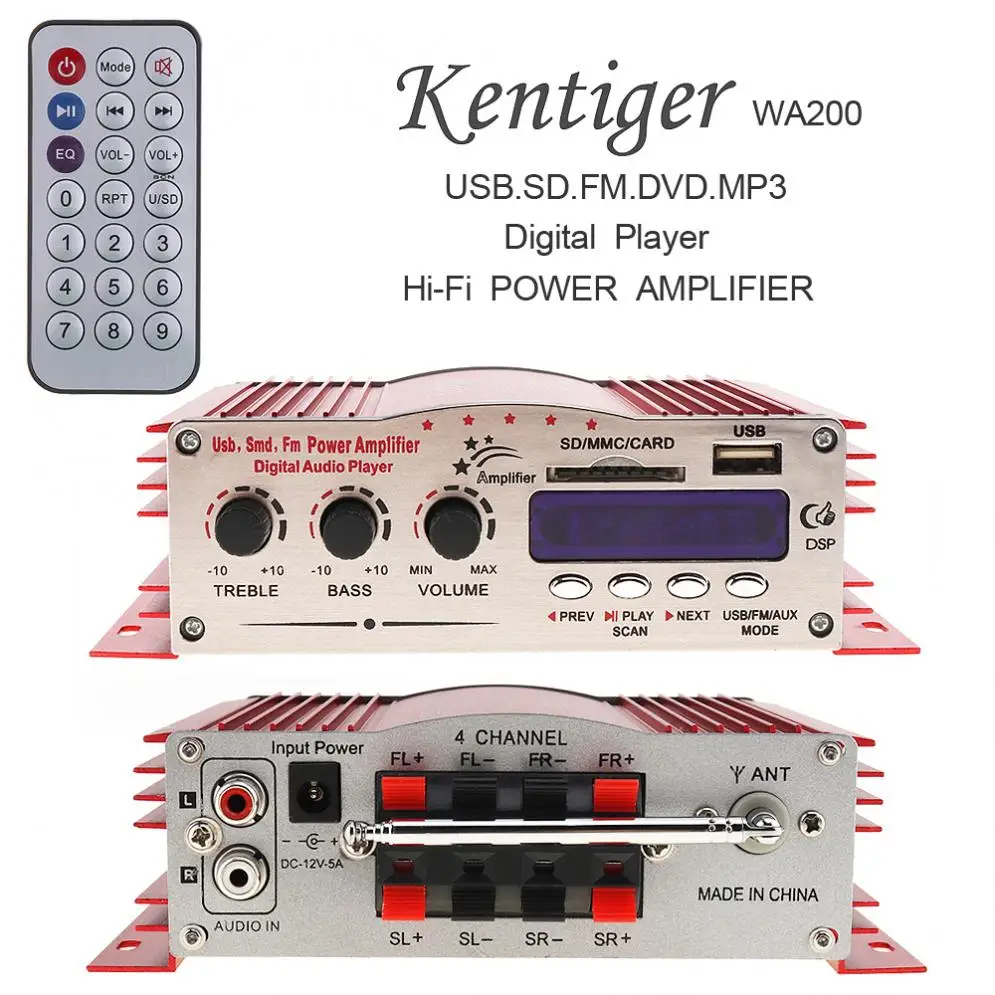 Продажа 12 в Hi Fi автомобильный стерео усилитель цифровой плеер Поддержка USB / SD FM MMC