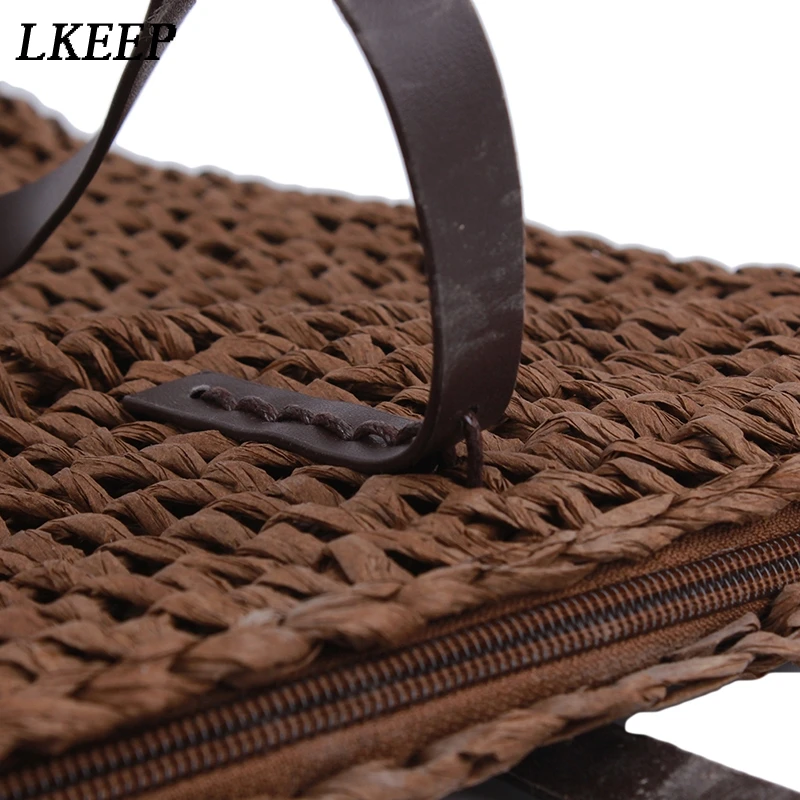 

New Casual Handbags Vintage Handmade Straw Bag Paper Rope Woven Bag Beach Bag Handbag Large Capacity Shoulder Bag