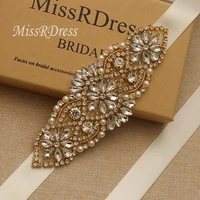 missrdress handmade pearls bridal belt gold crystal wedding belt pearls rhinestones sash belt for wedding dresses jk852