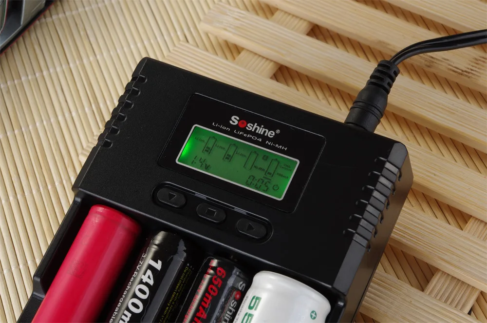 100% Soshine H4 LCD универсальное регулируемое зарядное устройство для 26650 18650 16340 Li Ion