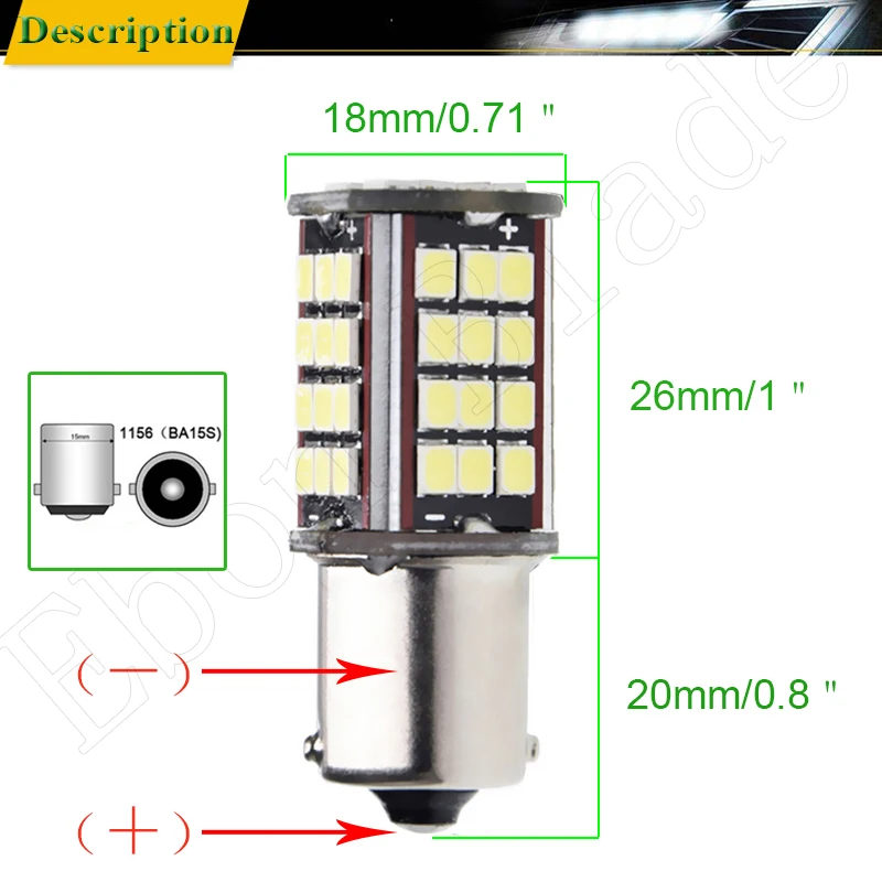 Пара 1156 BA15S P21W Led авто свет 2835 56 SMD фонари резервного копирования обратный сигнал