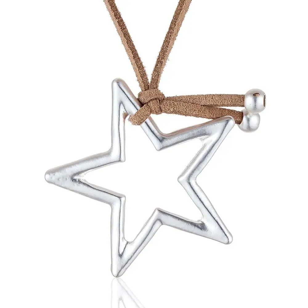 Brown Silver Новые длинные Цепочки и ожерелья Для женщин ювелирные изделия ожерелья и кулоны из нержавеющей стали и брелоком в форме звезды Для женщин в стиле collares mujer Чокер-колье bijoux femme(украшения своими руками - Окраска металла: Brown Silver