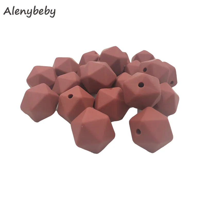Maroon 50pc 17mm Silicone Teether Beads Safe Icosahedron Shaped Candy Mix Color Teething Silicone Bead Toy BPA Free DIY Necklace Making - Цвет: Maroon