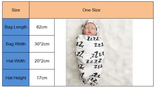 Brand New Fashion Cute Newborn Baby Infant White Swaddle Wrap Swaddling Sleeping Bag+Hat 2Pcs Sleeped Printed Sets 0-3M | Мать и ребенок