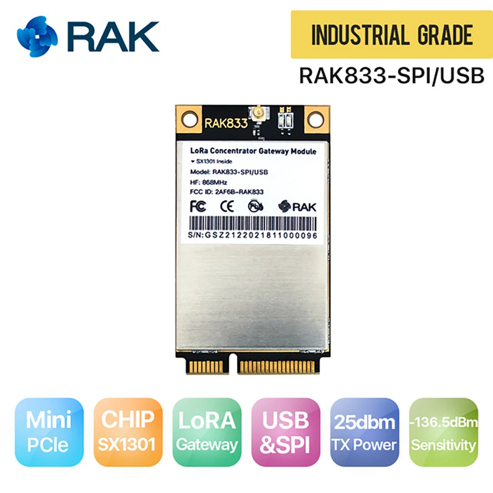 Промышленный Класс мини PCIe LoRa концентратор шлюз модуль с SX1301 и FT2232H Чип поддержка
