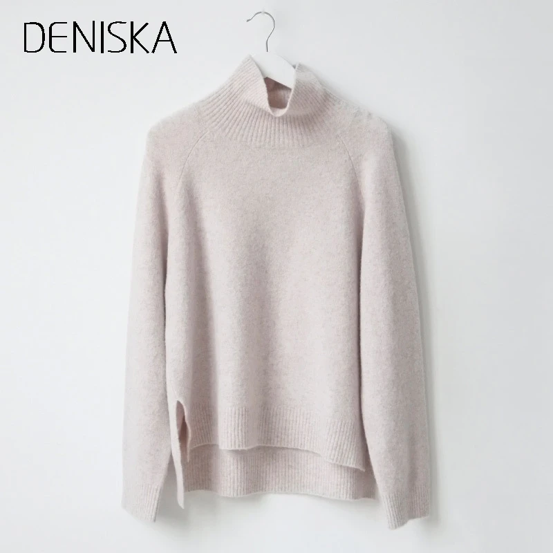 DENISKA 2018 Autumn Winter New Casual Women Cashmere Sweater Turtleneck Long Sleeve Knitted Female Pullover Woman Sweate | Женская