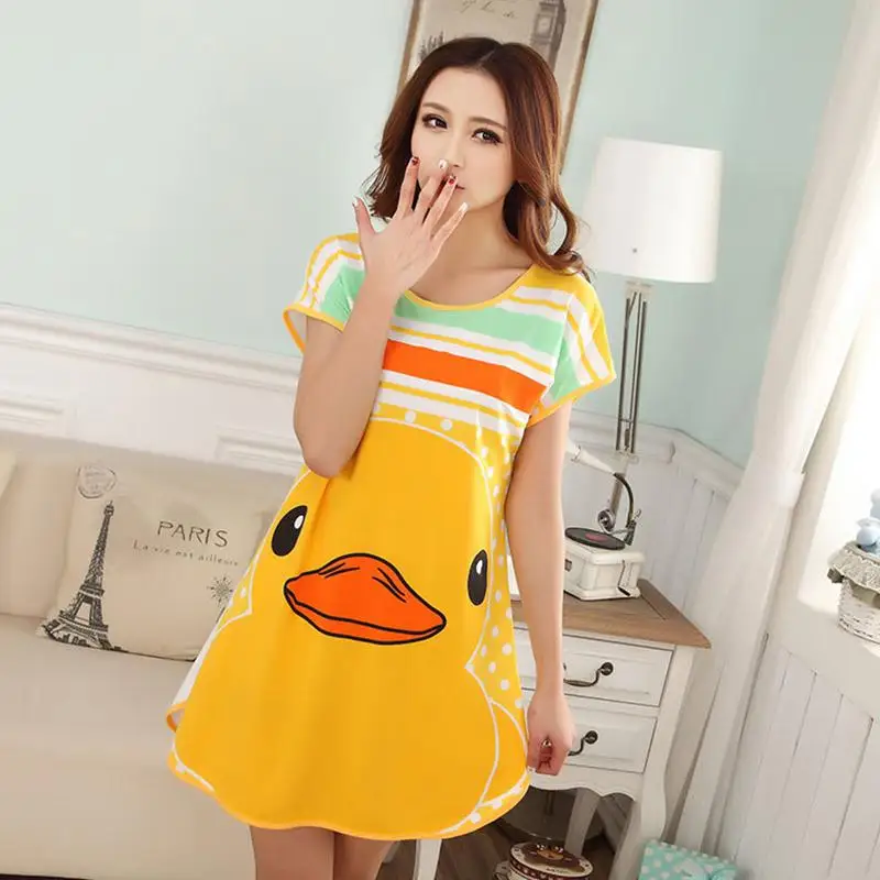 Yfashion, женское платье для сна с рисунком панды, медведя, кота, мультфильма, короткий рукав, летняя Милая Домашняя одежда, ночная рубашка для женщин