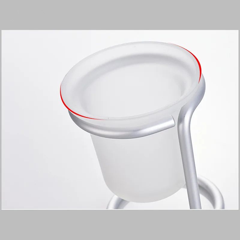 

1SET Toilet Brush Glass Holder Space Aluminum Toilet brush Bathroom Products Bathroom Accessories OK 0719