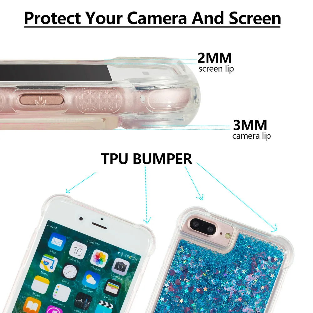 Яркий блестящий чехол для Apple iPhone 7 8 Plus мягкий силиконовый бампер 7P P милые