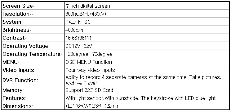 " DVR рекордер квадрант TFT lcd монитор Автомобильная камера заднего вида система 2 x камера бокового вида комплект CCD цветная резервная камера