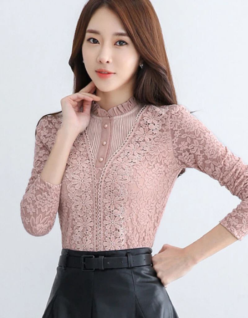 Winter Fall Sweet Office Lady Womens Red Black White Lace Long Sleeve Warm Thick Tees Tops Woman 4xl 5xl Fleece Slim T Shirts | Женская