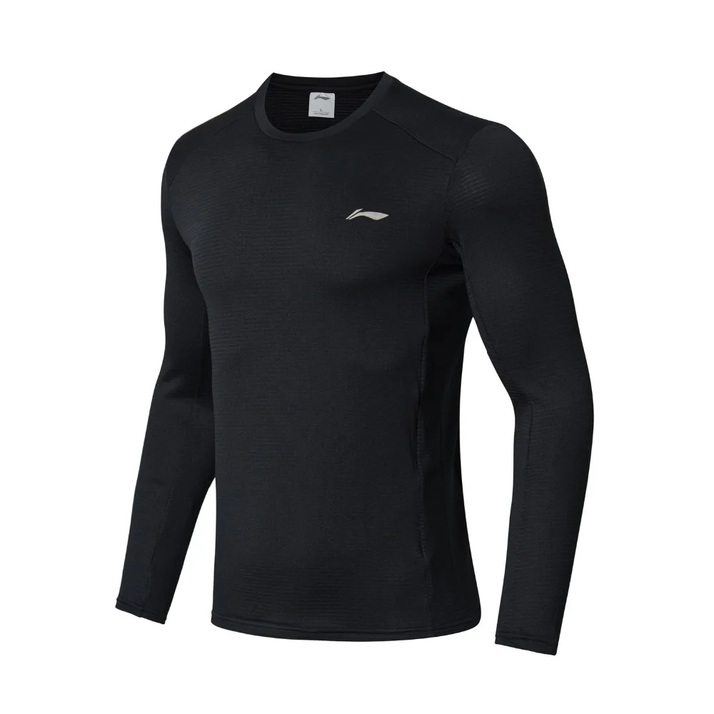 Li Ning Мужская футболка для бега с длинным рукавом теплая оболочка 95% полиэстер 5%