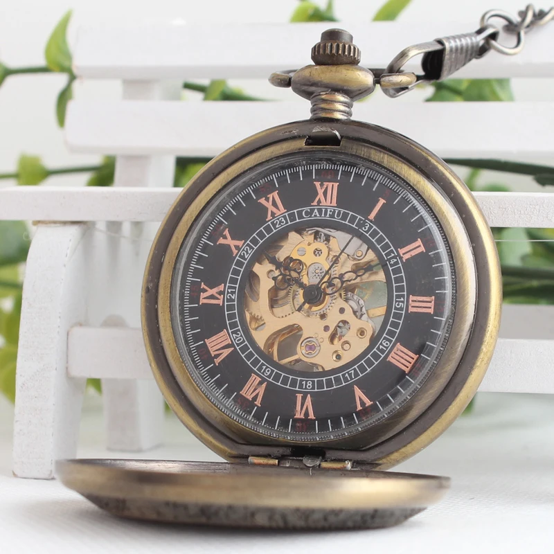 Мужчины и женщины часы с полуавтоматической полый флип цепи механические