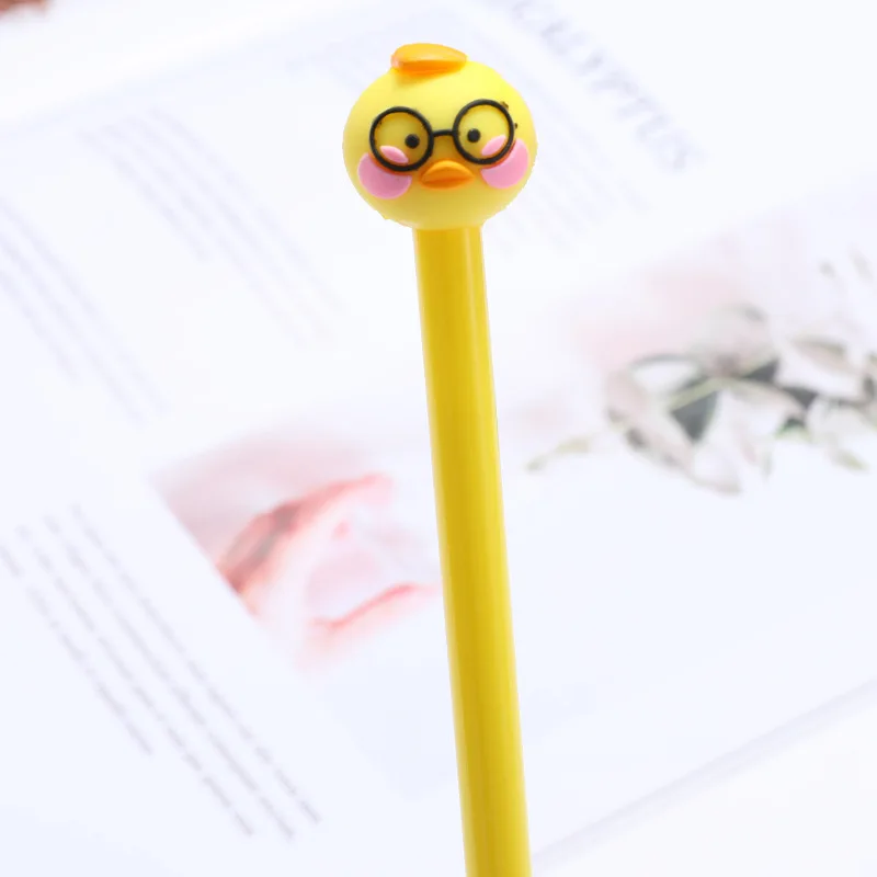 4pcs Kawaii Cartoon Duck 0.5mm Black Ink Gel Pen Marker School Office Supplies Student Exam Writing Drawing Stationery Gift | Канцтовары