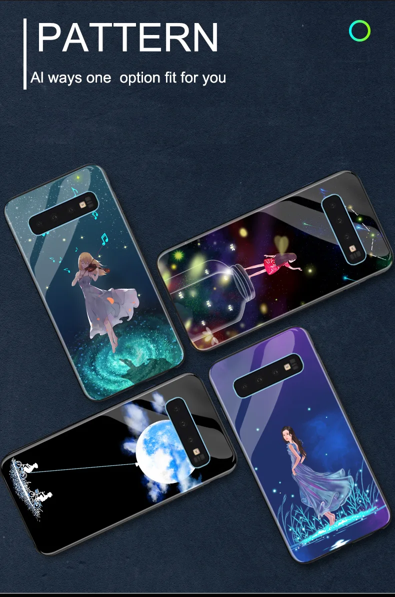 Чехол в виде светящегося стекла для samsung Galaxy S8, S9, S10, A7, A8 Plus, роскошная светящаяся задняя крышка, чехол для samsung Note 8, 9