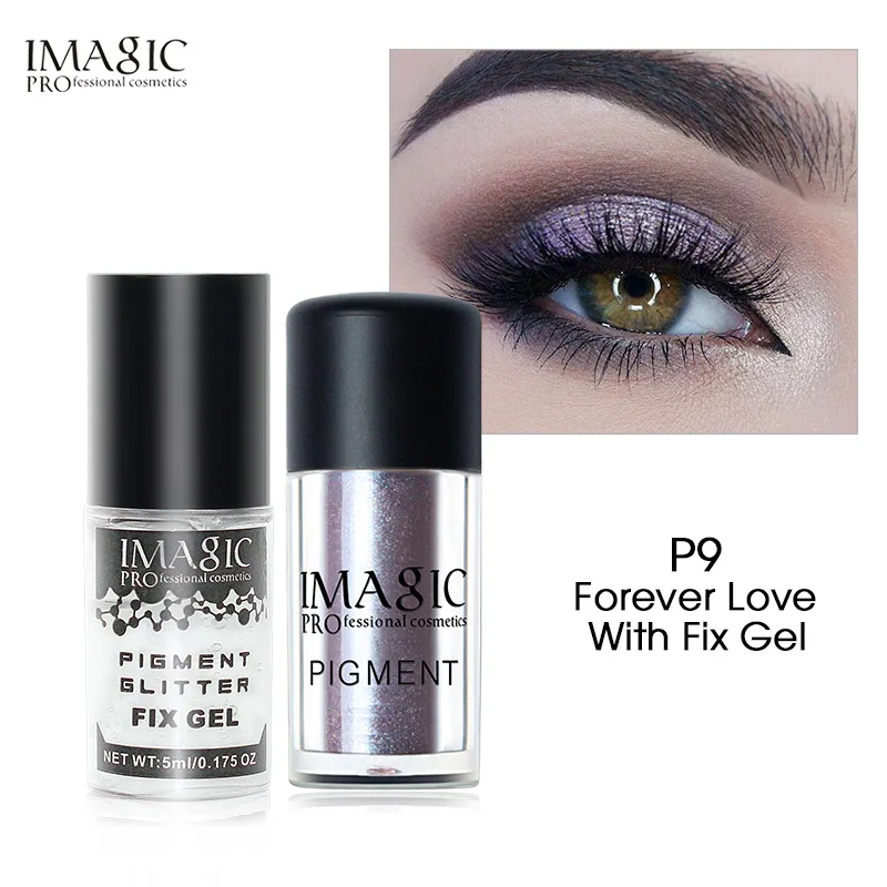 p9 and fix gel IMAGIC макияж тени для век рыхлый Пигмент Тени для век Минеральная пудра металлик dis color ation свободные блестящие тени для век цвет макияж - Цвет: p9 and fix gel