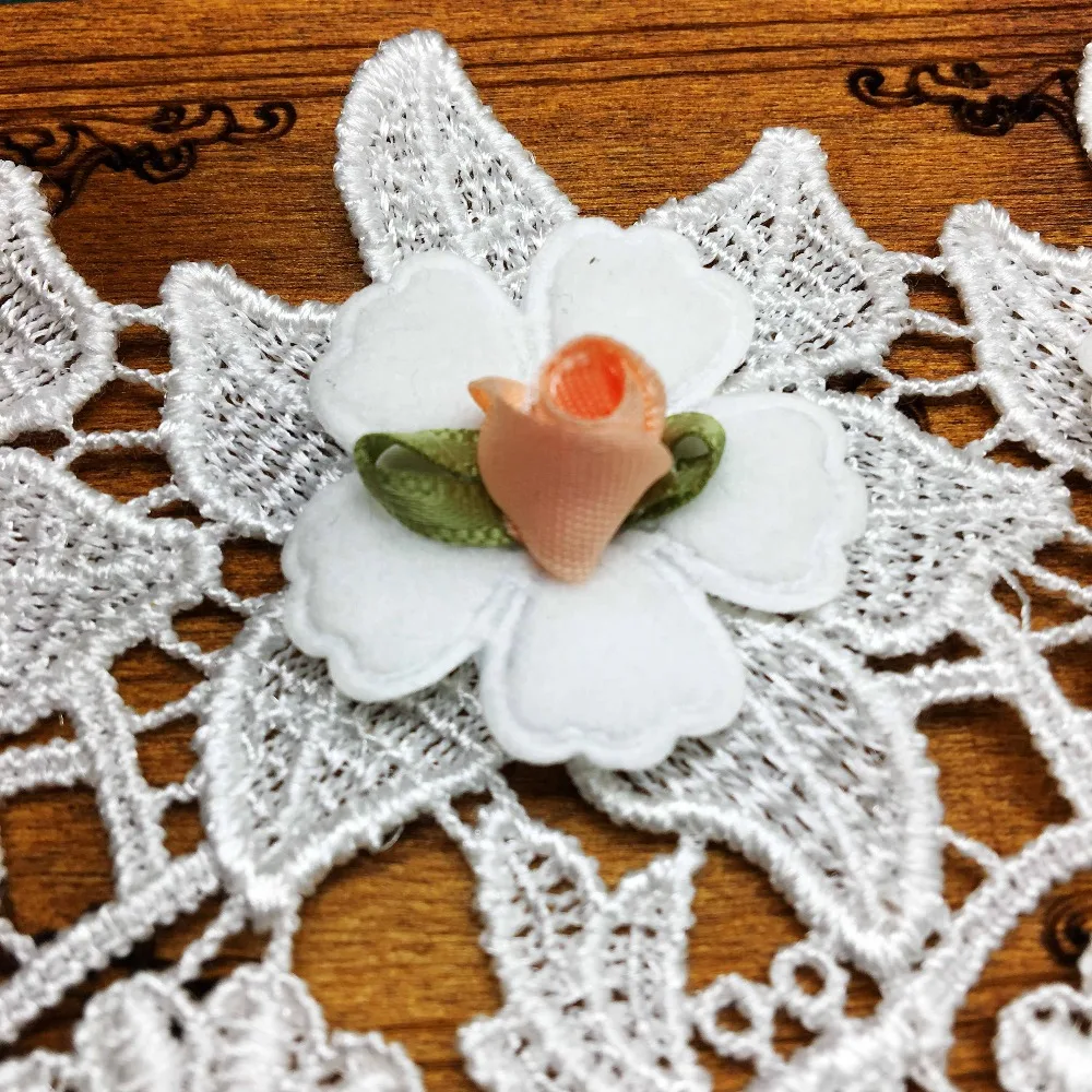 20x Роза Цветы Листья сетка жемчужная кружевная отделка Французская ткань лента