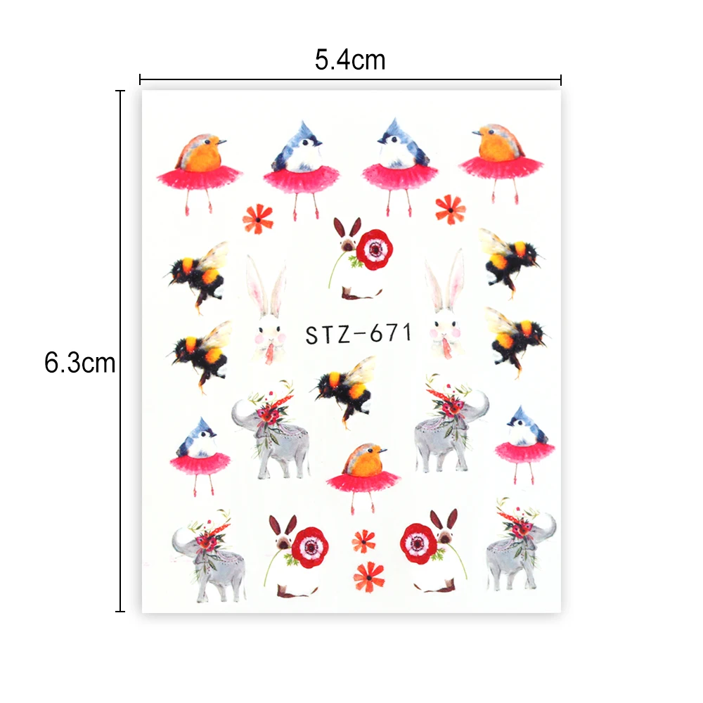 15 шт набор смешанных стикеров арт, наклейки для ногтей летний слайдер набор Фламинго Сова Цветок животные конструкции водные маникюрные Советы наклейки для ногтей
