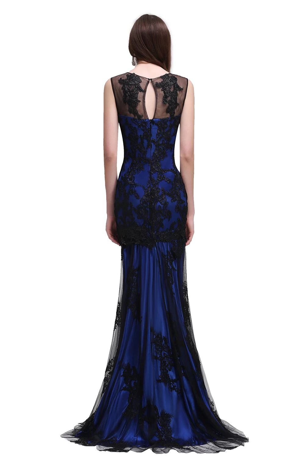 2017 Elegant Mermaid Black Full Lace Appliques Long Evening Dresses Scoop Sexy Robe De Soiree Longue Prom Gown Vestido de Fiesta | Свадьбы и