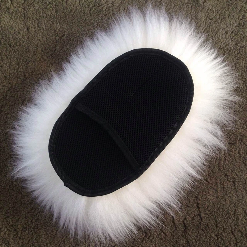 Супер Плюшевые 100% Овчины Подлинной Шерсти Перчатки Чистый Белый Роскошный