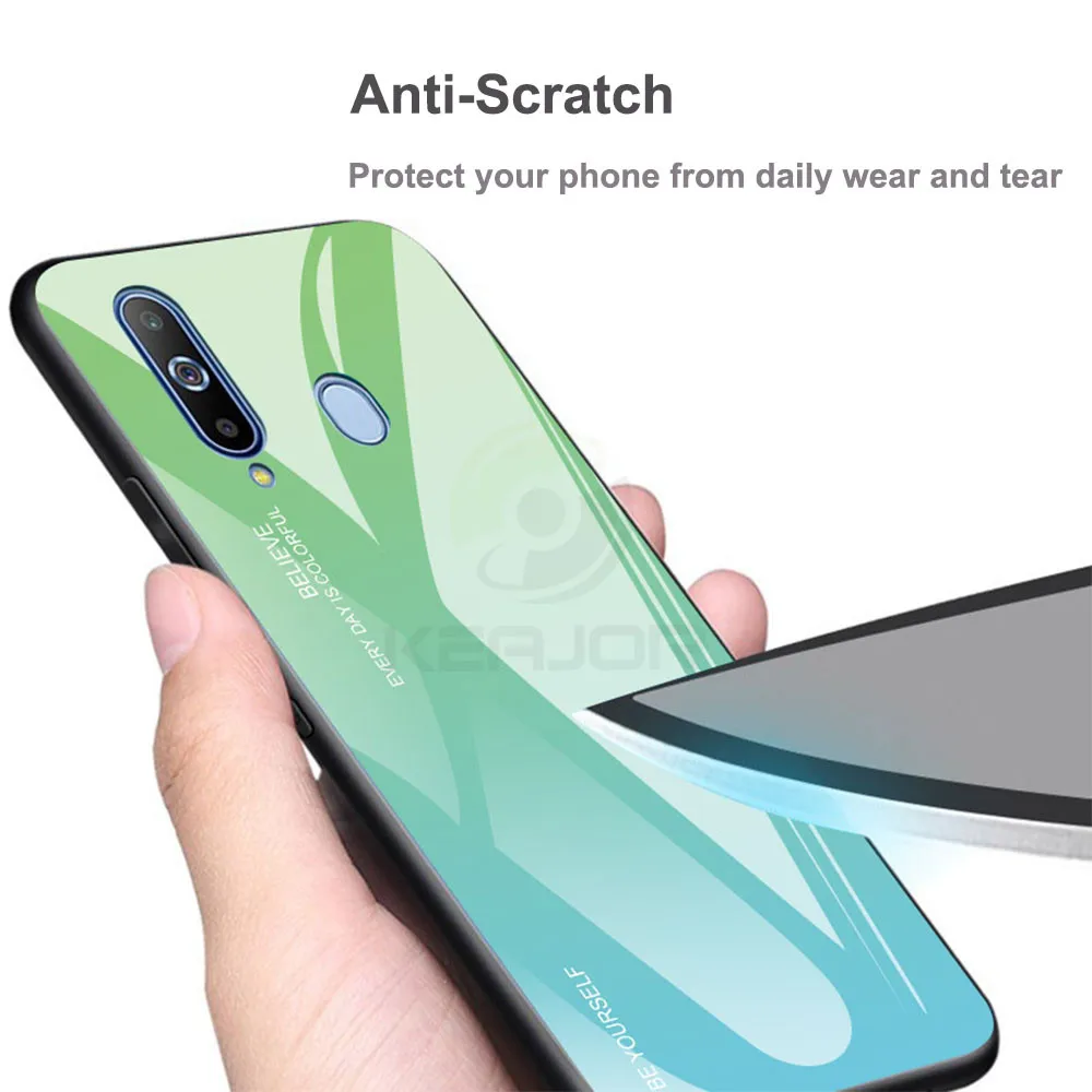 Keajor чехол для samsung Galaxy A40 A60 A70 чехол Роскошный градиентный закаленное стекло Жесткий чехол для samsung A 40 60 70 чехол Hoesje
