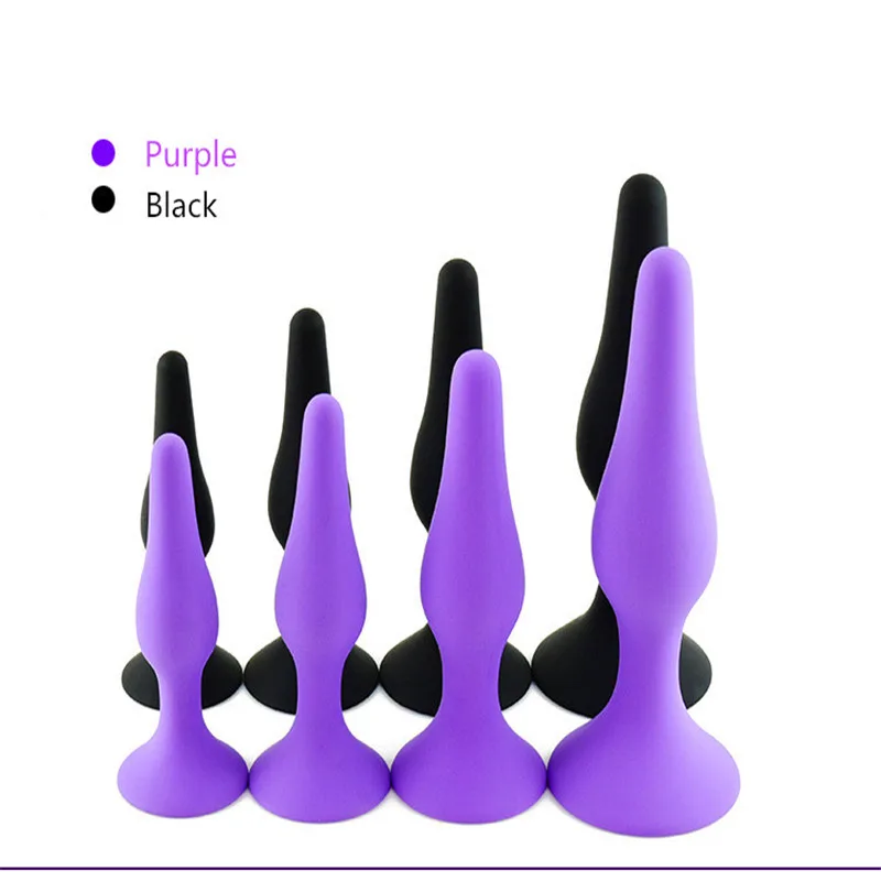 Sex Shop Purple and Black 4pcs/set 4Size Silicone Anal Plug Massage Stimulate Insert Anus Male Gay Adult Game Toys. | Красота и