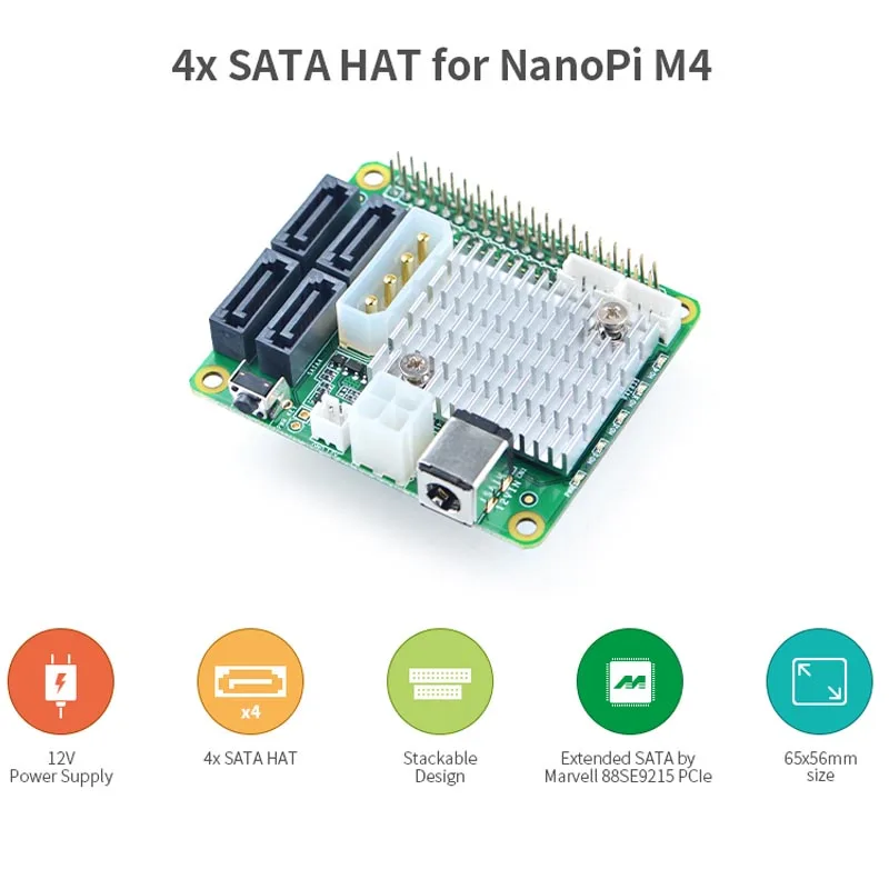 Nanopi M4 выделенный PCIe поворотный 4 порта SATA3.0 RK3399 макетная плата расширения